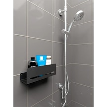 Modern, Estetik Ve Minimalist Tasarım Metal Duş Rafı Paslanmaz Modern Metal Duş Rafı Siyah Siyah