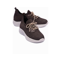 Kadın Triko Sneaker Sim Detaylı Hafif Konfor Taban Taş Bağcıklı Günlük Spor Ayakkabı Melia Kahverengi Kahverengi