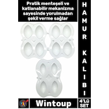 Kalıp Pratik Menteşeli Mutfak Gereçleri Kaliteli Gıda Uyumlu Plastik İçli Köfte Yapma Kalıbı 4'lü