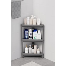 3 Katlı Üçgen Plastik Gri Banyo Mutfak Rafı Mıt1061 Diğer