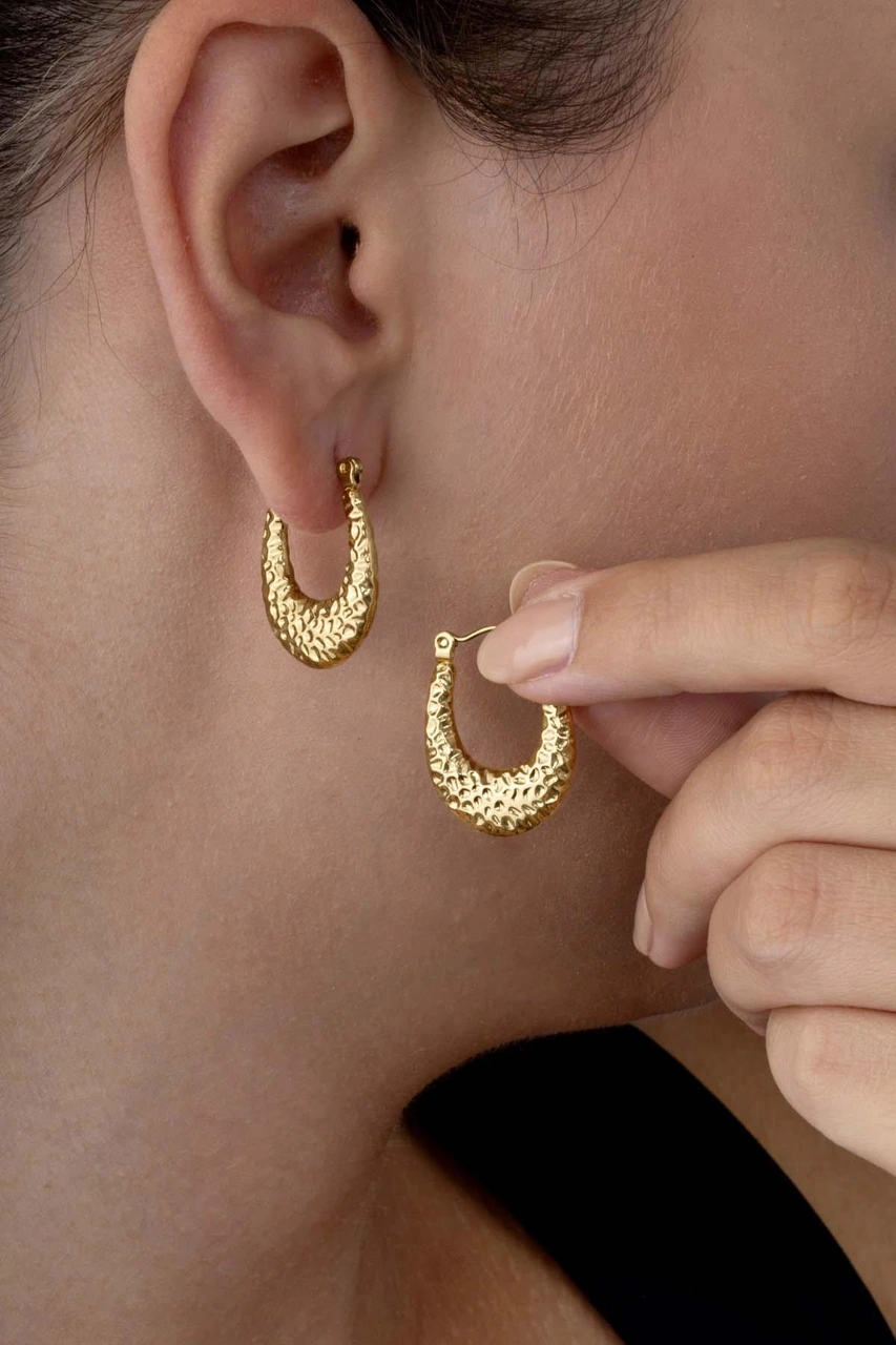 Gümüş Pazarım Yılan Derisi Desenli Altın Kaplama Çelik Küpe Diğer