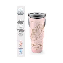 Coral High Anneler Gününe Özel Anne Kız Çocuk Desenli Pipetli Ve Direkt İçim Çelik Termos 900 Ml 38762 Red Violet