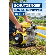 4 Zamanlı Benzinli Su Pompası 3.5 Hq 1.5 Inç Çıkış 100mt Yatay Atar Tarla Bahçe Sulama 5 Mt Emiş Sarı 7010