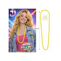 Neon Sarı Boncuk Kolye 80 Cm Retro 80 Ler 90 Lar Parti Aksesuarı - Özel Seri Smrg138-s Yetişkin