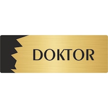 Metal Departman Kapı İsimliği, Yönlendirme Levhası Doktor 7x20 Cm Altın Renk