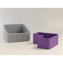 3d Baskı Fıstık Kasesi - Çift Hazneli Kabuk Ayırıcı Sunum Kasesi - Gri Mor