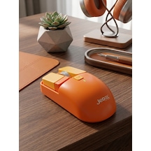 Kablosuz Şarj Edilebilir Mouse - Mekanik Tuş Tasarımlı 1600dpı Optik Fare Sarı -