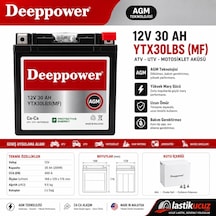 Deeppower 12v 30ah Ytx30bls Mf Atv-utv Aküsüdür