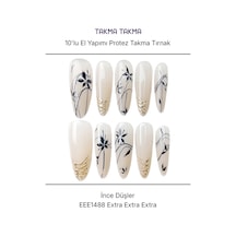 10'lu Ten Rengi Extra Extra Extra Eee1488 Tekrar Kullanılabilir El Yapımı Protez Takma Tırnak Xs