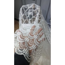 Tül Perde Brode Nakış Yeni Eko Seri Salkım Desenli Nakış 2kat Pileli Tül Perde Salkım