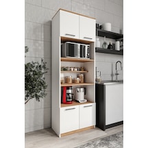 Aspendos 4 Kapaklı 7 Raflı Beyaz Erzak Dolabı