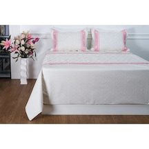 Gülfem Pamuk Baskılı Krem Pembe Yatak Örtüsü Çift Kş. 6 Parça 245x260 Cm 1450 Pembe