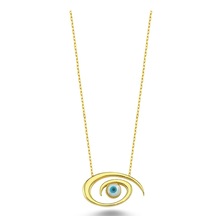 Oval Model Zirkon Taşlı Göz Kolye (498188702)