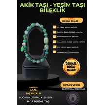 Doğal Taş Bileklik Metal Renk Parlak Özel Kesim Doğal Taş Bileklik Akik Yeşim Mdf Kutulu Akik Yeşim Mdf Kutulu