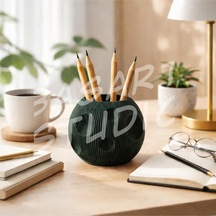 Minimalist Beyaz Kalemlik - Estetik Çalışma Masası Aksesuarı 3d Tasarım