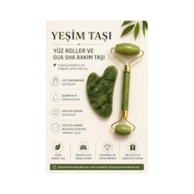 Yeşim Taşı Yüz Roller Ve Gua Sha Bakım Seti Doğal Taş Yüz Masaj Ve Cilt Bakım Seti Yeşil