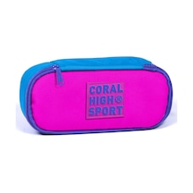 Coral High Sport Pembe Mavi İç Bölmeli Oval Kalem Çantası