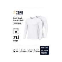 Yıldız Çamaşır Erkek Likralı Uzun Kol Bady Fanila Atlet 85-86-87 - 2 Adet Beyaz