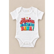 Babylimon Amcamı Aratmayın Bana Beyaz Kısa Kollu Çıtçıtlı Bebek Zıbını Beyaz - 930083908 Beyaz