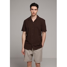 Colin's Colins Regular Fit Apaj Yaka Jakarlı Erkek Kahverengi Kısa Kol Gömlek Cl1079893 Q1.v2 Dbr Koyu Kahve Colin's Colins Regular Fit Apaj Yaka Jakarlı Erkek Kahverengi Kısa Kol Gömlek Cl1079893 Q1.v2 Dbr Koyu Kahve