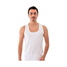 6'Lı Tutku Askılı Atlet Erkek Beyaz %100 Pamuk Penye Ter0101 Beyaz