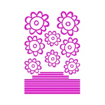 Sıa Duvar Süsü Sticker Pembe Papatyalı Şeffaf Filmli Pvc