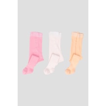 Defne Baby 3 Adet Pamuklu Kız Bebek Ve Çocuk Külotlu Çorap Pembe