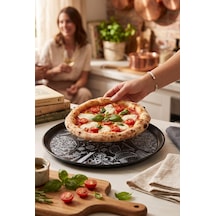 Seramik Pizza Tabağı 28cm Servis Tabak Siyah 1 Adet Diğer