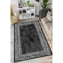 Siyah Kaymaz Tabanlı Otantik Desen Mutfak Halısı Ar1034n11