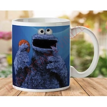 Blue Cookie Monster Kurabiye Canavarı İki Tarafı Baskılı Kupa Bardak.jpg