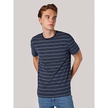 Colin's Colins Regular Fit Bisiklet Yaka Çizgili Lacivertvert Erkek Kısa Kol Tişört Cl1062738 Lacivert
