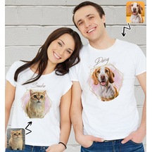 Bk Gift Kişiye Özel İki Evcil Hayvan Tasarımlı Beyaz Tişört-2, Sevgiliye Hediye, Arkadaşa Hediye, Trend T-shirt Kobitmeyencom33924 Bk Gift
