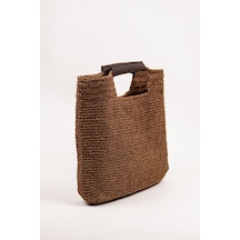 Fabric Craft Bag El Çantası Kağıt İp Örgü Acı Kahverengi