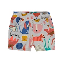 Lovetti Kız Çocuk Roaring Animals Desen Cepli Şort 1215 Çok Renkli