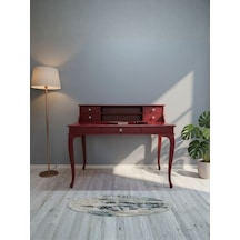 Crown Fransız Still Raflı Ahşap Çalışma Masası 70x110 Bordo