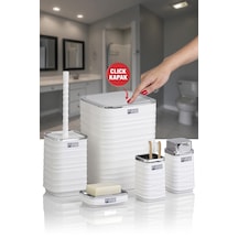 Okyanus Home Luna Beyaz Kromlu Kare 5'li Banyo Seti Beyaz