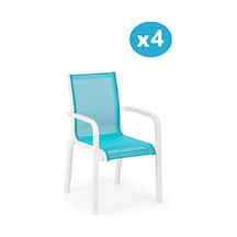 Omnipazar Sy-2528 Plastik Fileli Bahçe Koltuk Sandalye 4'lü Set Turkuaz