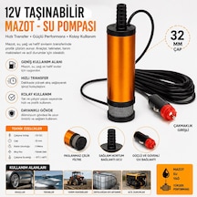 12 V Çakmaklık Girişli 32 Mm Mazot Ve Sıvı Transfer Pompası