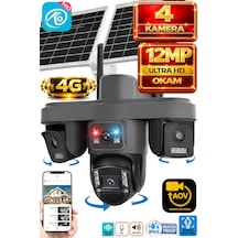 O-kam Ok335 12mp 4 Kameralı 4g Çift Solar Panel Aov Gece Görüş Sesli Konuşma Çakar Led