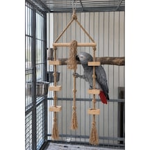 Mivra Pets Papağan Oyun Parkuru 80 Cm Ahşap Jüt