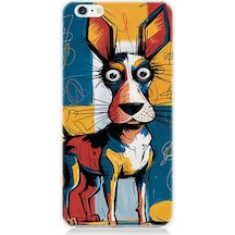 Apple Uyumlu iPhone 6 Çizgilerle Renkli Köpek Desenli Silikon Kılıf Çok Renkli
