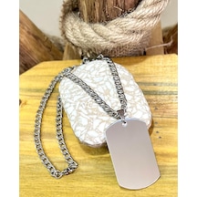 1. Sınıf Çelik Gümüş Renk Büyük Dogtag Asker Künyesi Kolye