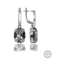 Swarovski Crystal Taşlı Gümüş Beyaz Oval Sallantılı Kadın Küpe Diğer