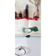 Reçine Kedi Kitap Ayracı, Turkuaz Yeşil Ombre, El Yapımı Dekoratif Tasarım