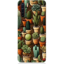 Oppo A91 Uyumlu Kaktüs Koleksiyonu Desenli Silikon Kılıf