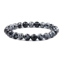 Gümüştel El Sanatları Sertifikalı Obsidyen Taşı Bileklik Orijinal Karlı 8 Mm Doğal Taş Çok Renkli