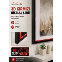 3d Kırmızı Nikelaj Şerit 10 Metre Mobilya Dekoratif Trim Şeridi