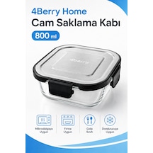 800 Ml Kilitli Cam Saklama Kabı İnoks Kapaklı Yemek Ve Kahvaltılık Kabı Şeffaf