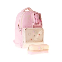 Calacilo K Pop Pink Kız Çocuk K-pop Pink Pembe Peluş Aksesuarlı Okul Sırt Çantası Ve Kalemlik Seti - Setcc-c4107c