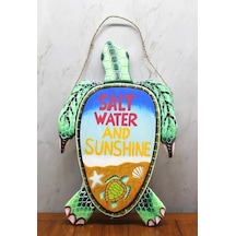 Ahşap Duvara Asmalı Kaplumbağa Çok Renkli